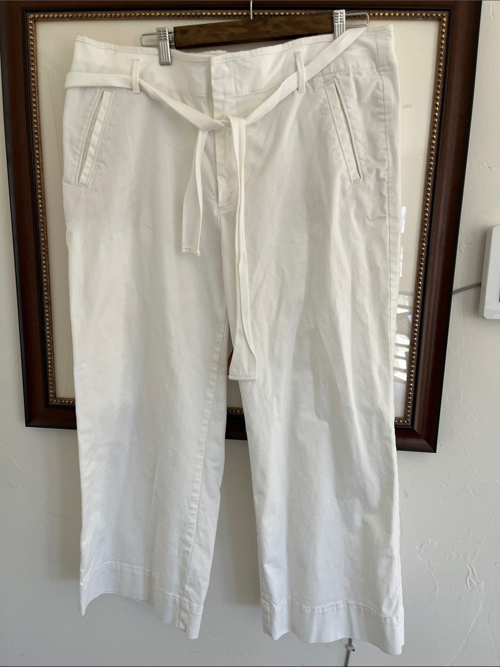 LOFT White Tie-Waist Cotton Chinos
